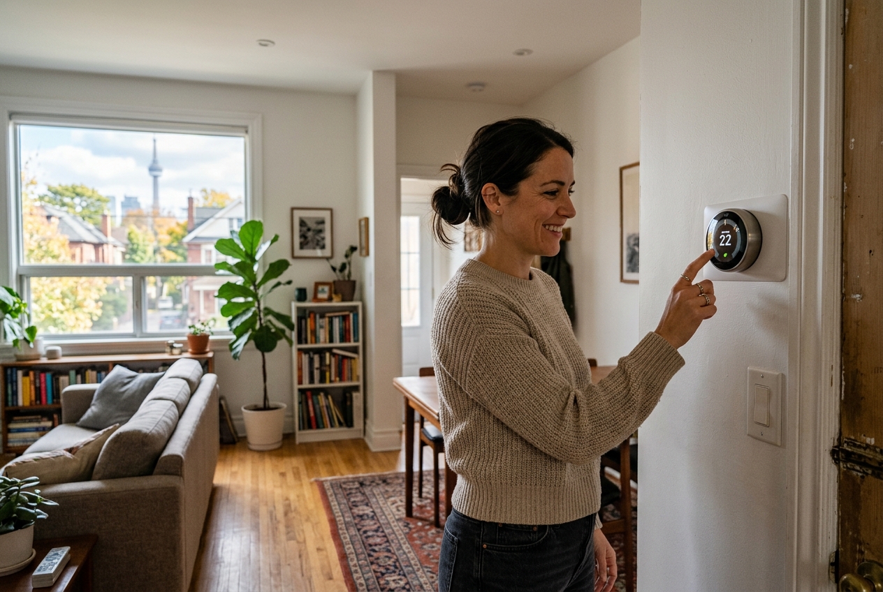 What Size Air Conditioner Do I Need for My Toronto Home? 3 Smart thermostat on the wall of a Toronto home