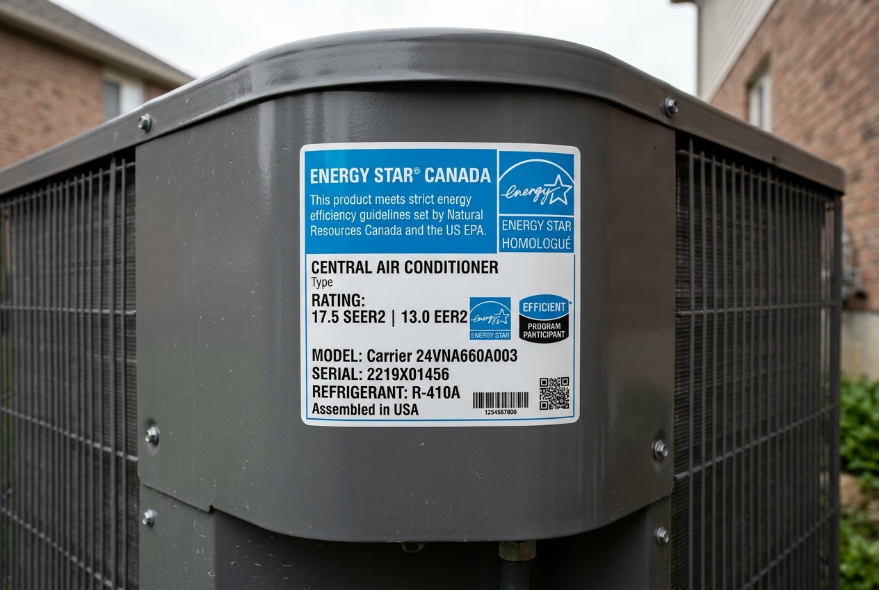 ENERGY STAR label on a new air conditioner unit
