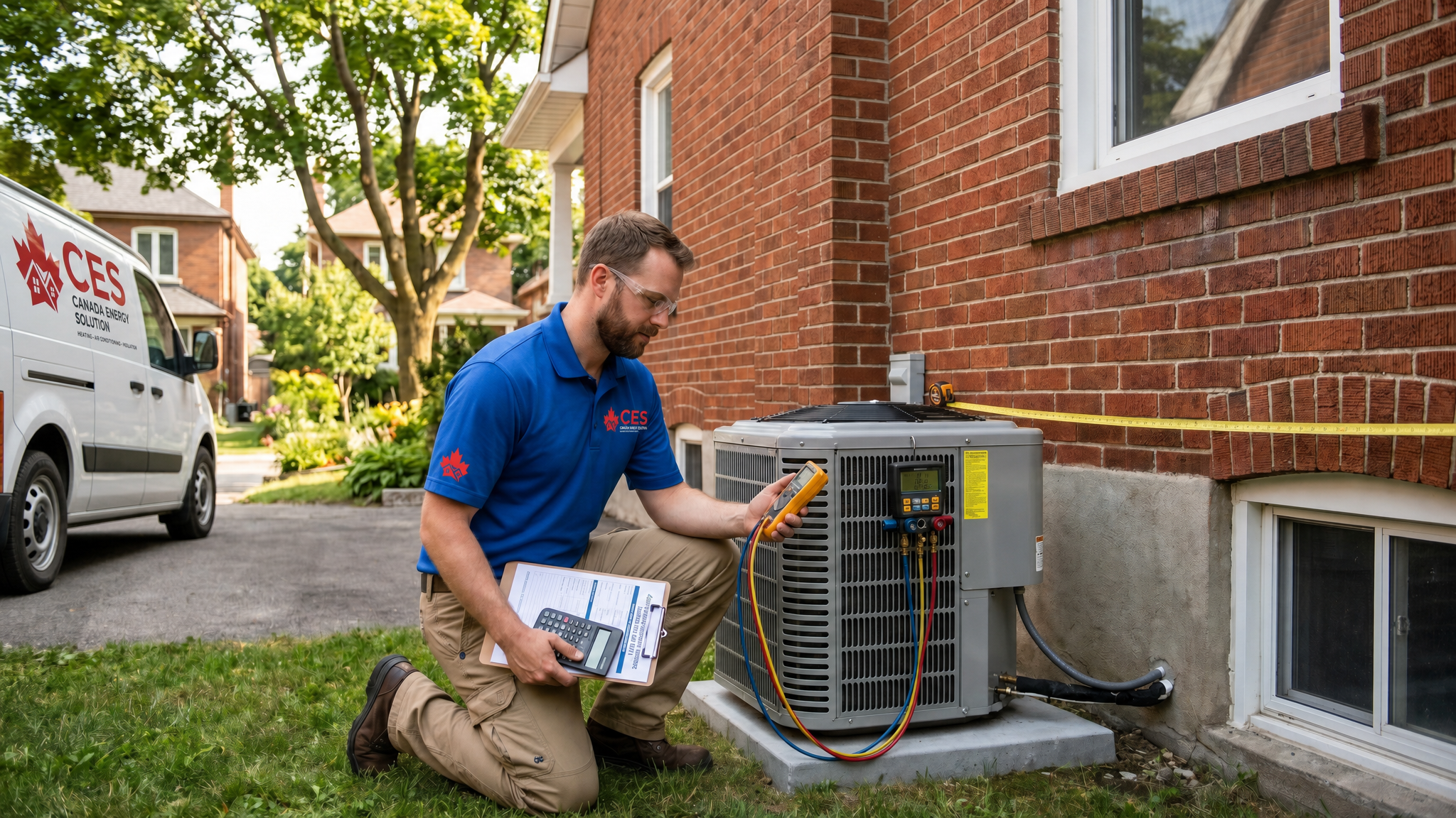 Canada Energy Solution Technician checking air conditioner size