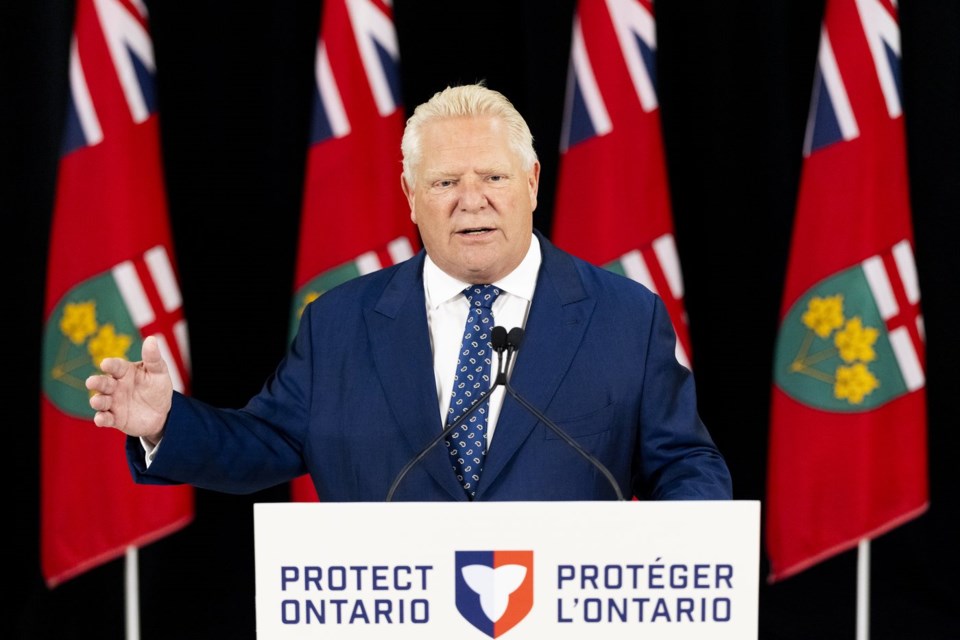 Ontario Premier Doug Ford speaks in Hamilton